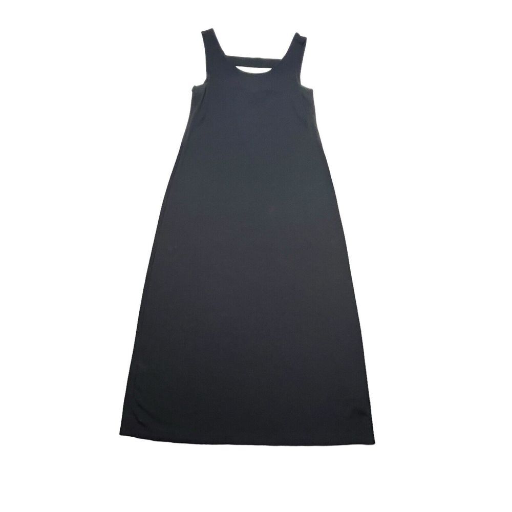 Eileen Fisher Sleeveless Stretch‎ Maxi Dress Rayon Womens Black Small Scoop Neck